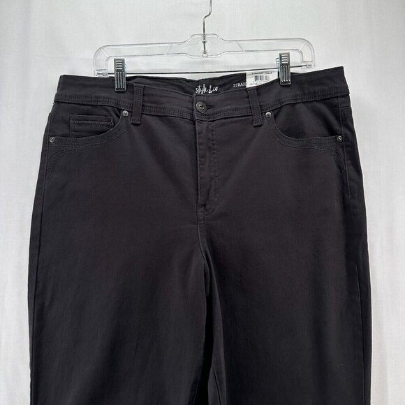 Style & Co Pants Women's 16S Highrise Tummy Control Straight Chino Carbon Gray - Picture 3 of 13